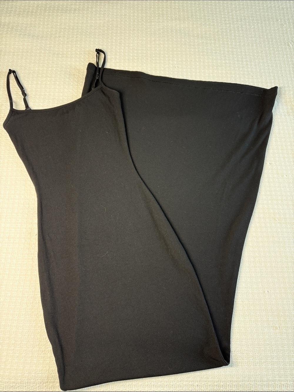 Skims black ribbed bodycon stretch maxi dress size small